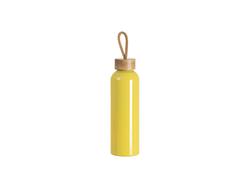 Botella de Agua Aluminio 20oz/600ml con Tapa de Bambú (Amarillo)
