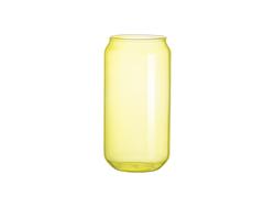Vaso de Cristal con Forma de Lata 18oz/550ml Full color con tapa de bambú (Amarillo)
