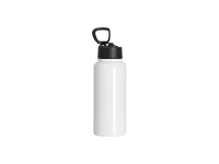 Sublimation Blanks 32oz/950ml Stainless Steel Water Bottles with Wide Mouth Straw Lid &amp; Rotating Handle (White)