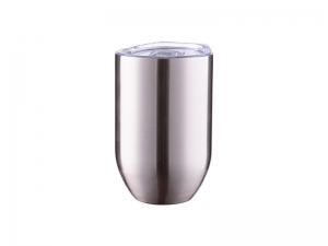 12oz/360ml Subliation Blanks Straight Stainless Steel Stemless Wine Glass(Silver)