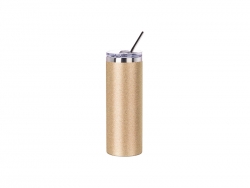 Sublimation 20oz/600ml Glitter Stainless Steel Skinny Tumbler with Straw &amp; Lid (Gold)